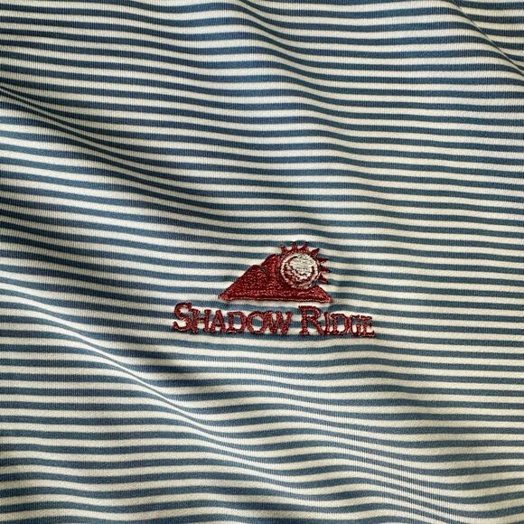 MENS FOOTJOY SHORT SLEEVE BLUE STRIPED POLO GOLF SHIRT SIZE XL SHADOW RIDGE - Picture 2 of 7